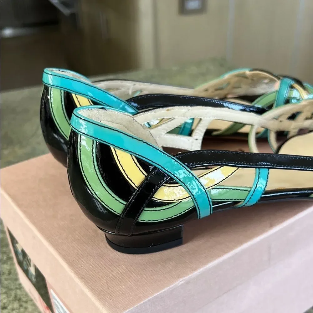 New vintage Miu Miu Black and Multicolor Strappy Heels - Picture 5 of 8